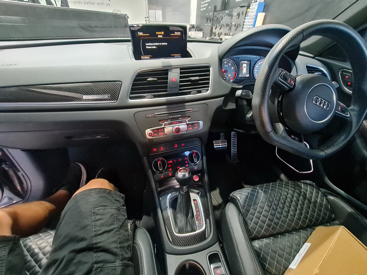 Audi Q3 RS 2016 parked at MC Audio Sydney workshop carplay