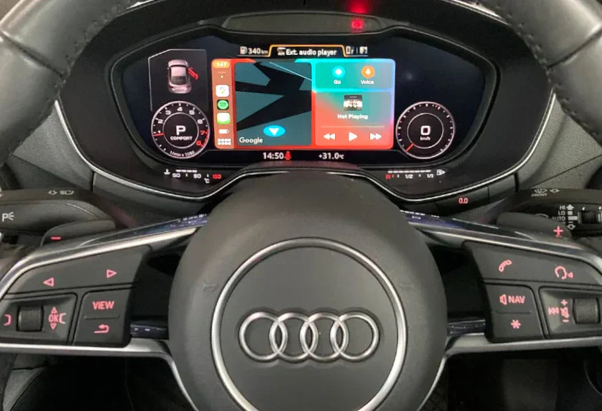 Audi RS5 owner reviewing Apple CarPlay features after installation at MC Audio in Rockdale, Sydney