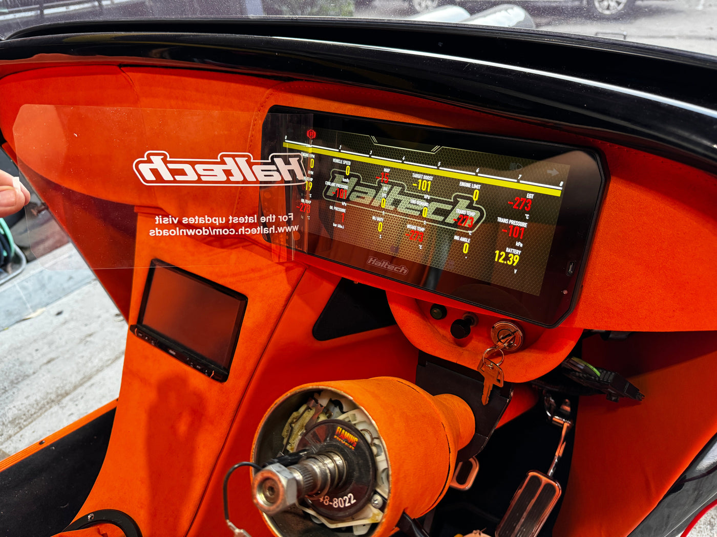 Haltech UC-10 digital dashboard installed in Ford Hot Rod with custom interface