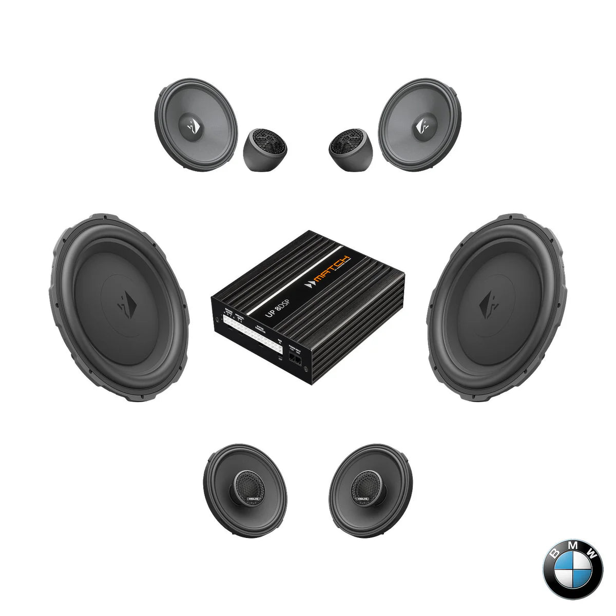 BMW Basic Sound RAM G Gen - Speaker & Subwoofer DSP Amplified Package | HELIX Ci3 / Ci5 (tweeter pods required)