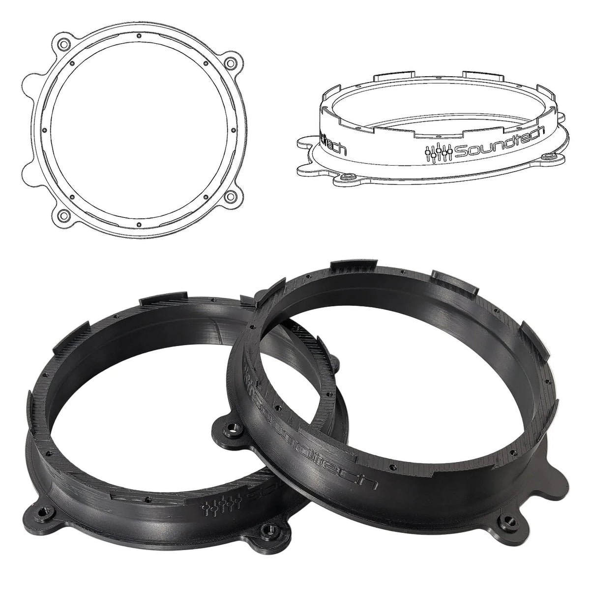 3D-ST FM 200 8-inch 3D printed speaker adapter pair TESLA for HELIX woofers