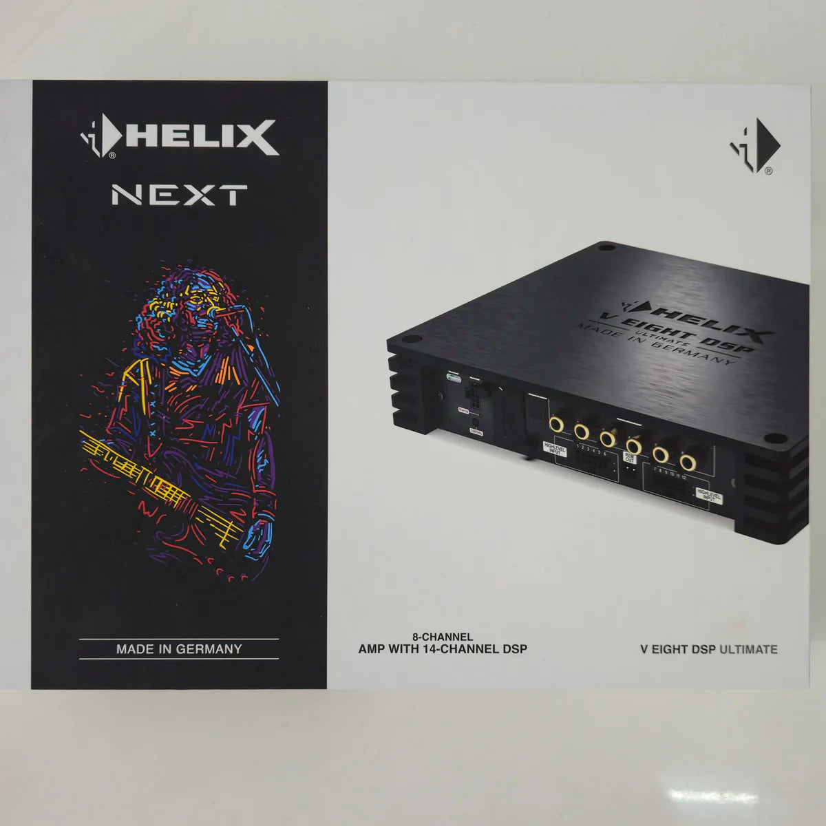 HELIX NEXT V EIGHT DSP ULTIMATE branding and Audiotec Fischer engineering detail – by MC Audio Sydney