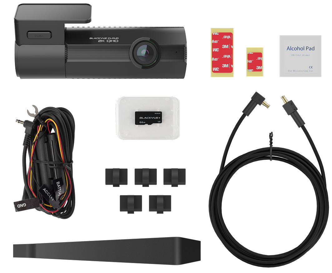 Complete kit including dash cam, wiring and 64GB storage for immediate use.