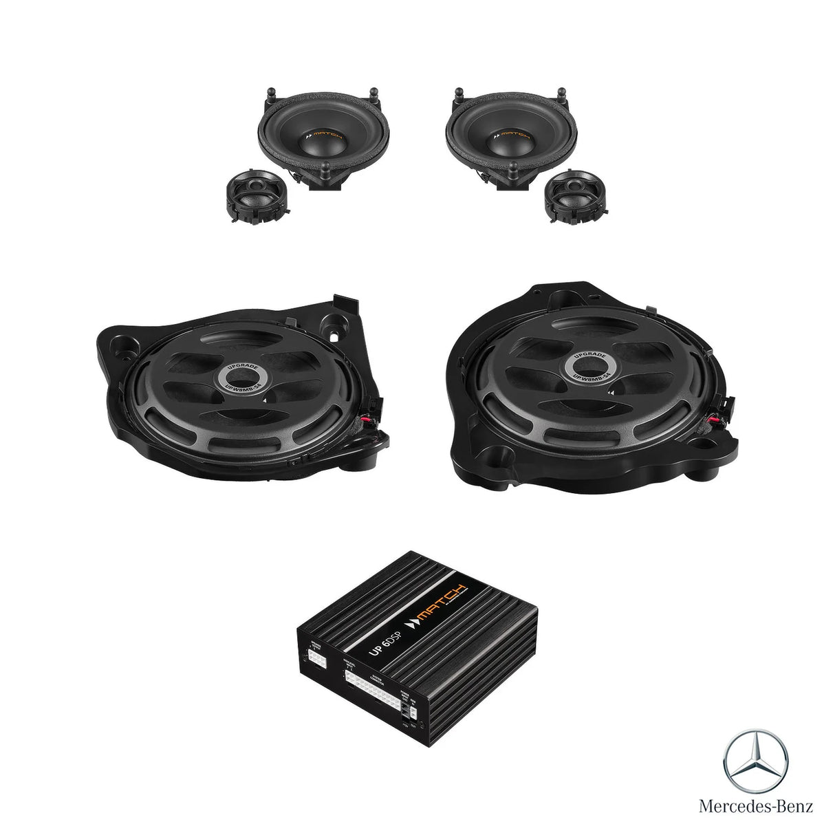 MATCH UP PnP front speaker, subwoofer and DSP amplifier package for Mercedes GLC X253 Basic sound system – MC Audio Sydney