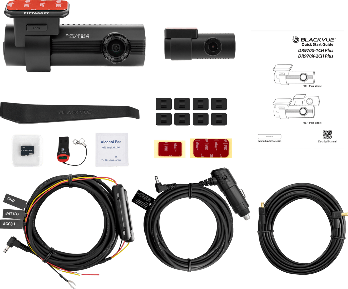 BlackVue DR970X-2CH PLUS accessories – power cable, coaxial, and mount kit by MC Audio Sydney