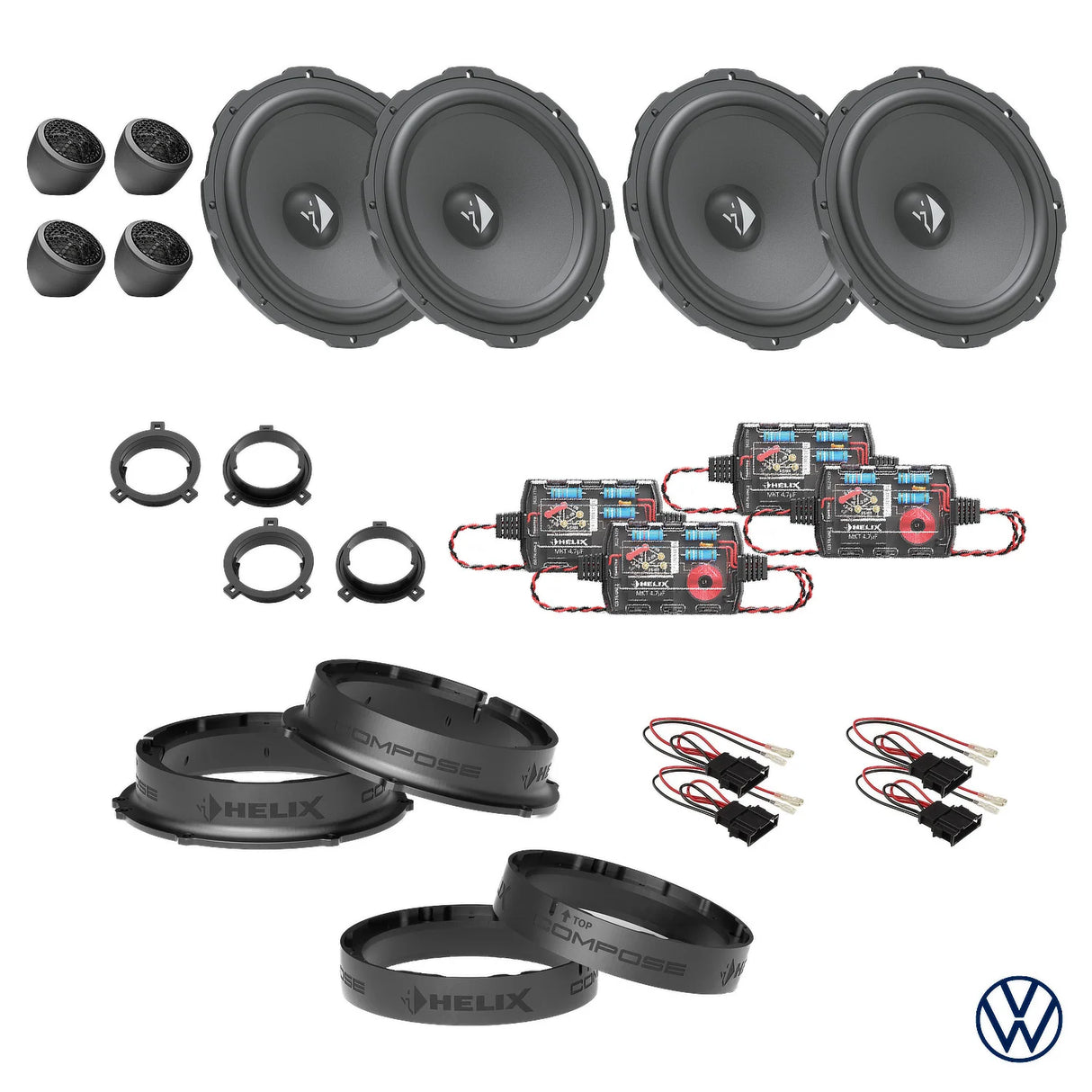 VW Tiguan HELIX Ci3 speaker upgrade package for factory sound system – MC Audio Sydney