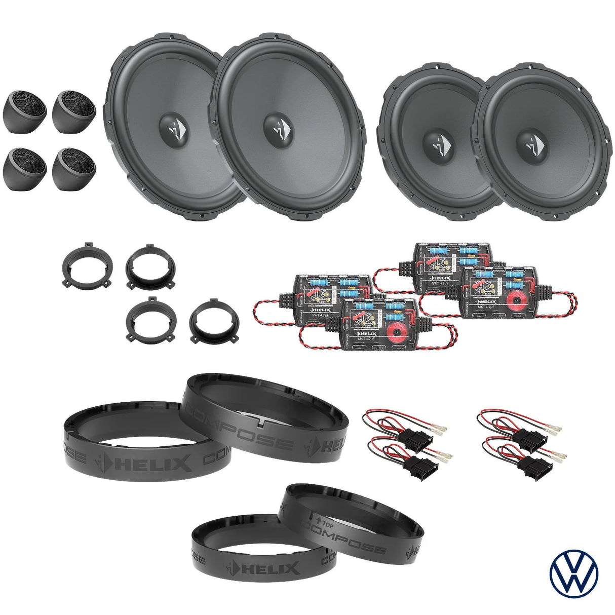 VW Tiguan HELIX Ci3 speaker upgrade package 2 for factory sound system – MC Audio Sydney