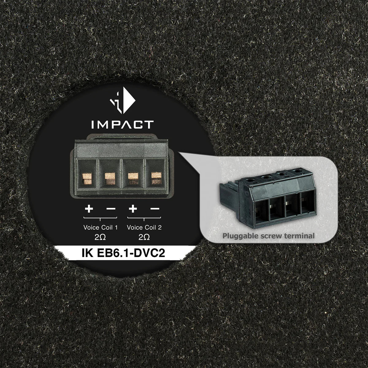 HELIX IK EB6.1 DVC2 dual voice coil terminal and rear panel detail 2x2 ohm – by MC Audio Sydney