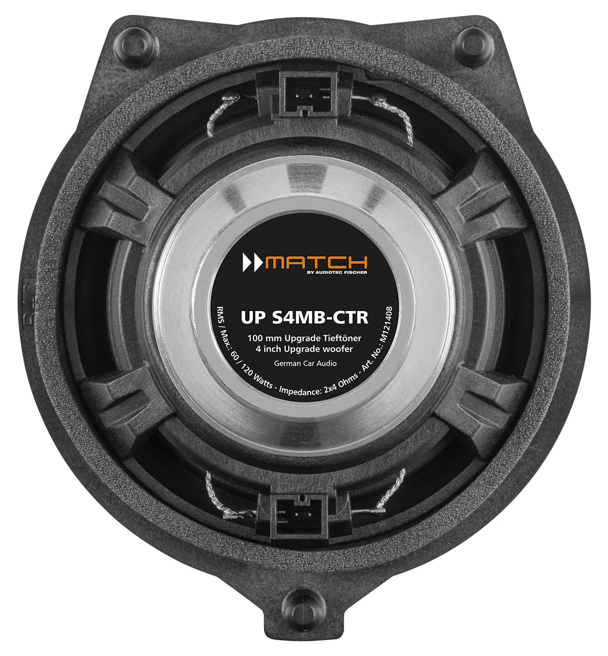 Original packaging for MATCH UP S4MB-CTR 4” plug and play center speaker – Mercedes-Benz by MC Audio Sydney