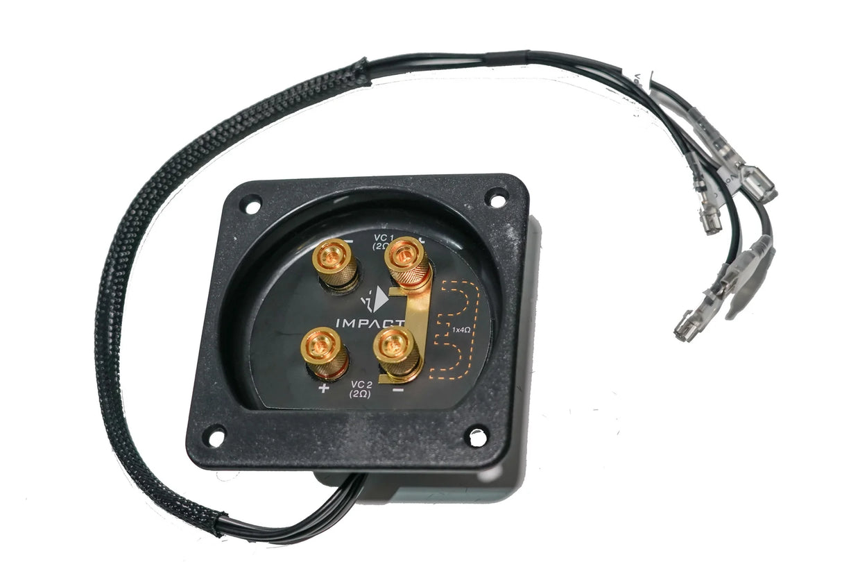 Dual voice coil terminals allowing flexible wiring configurations for optimal system impedance.