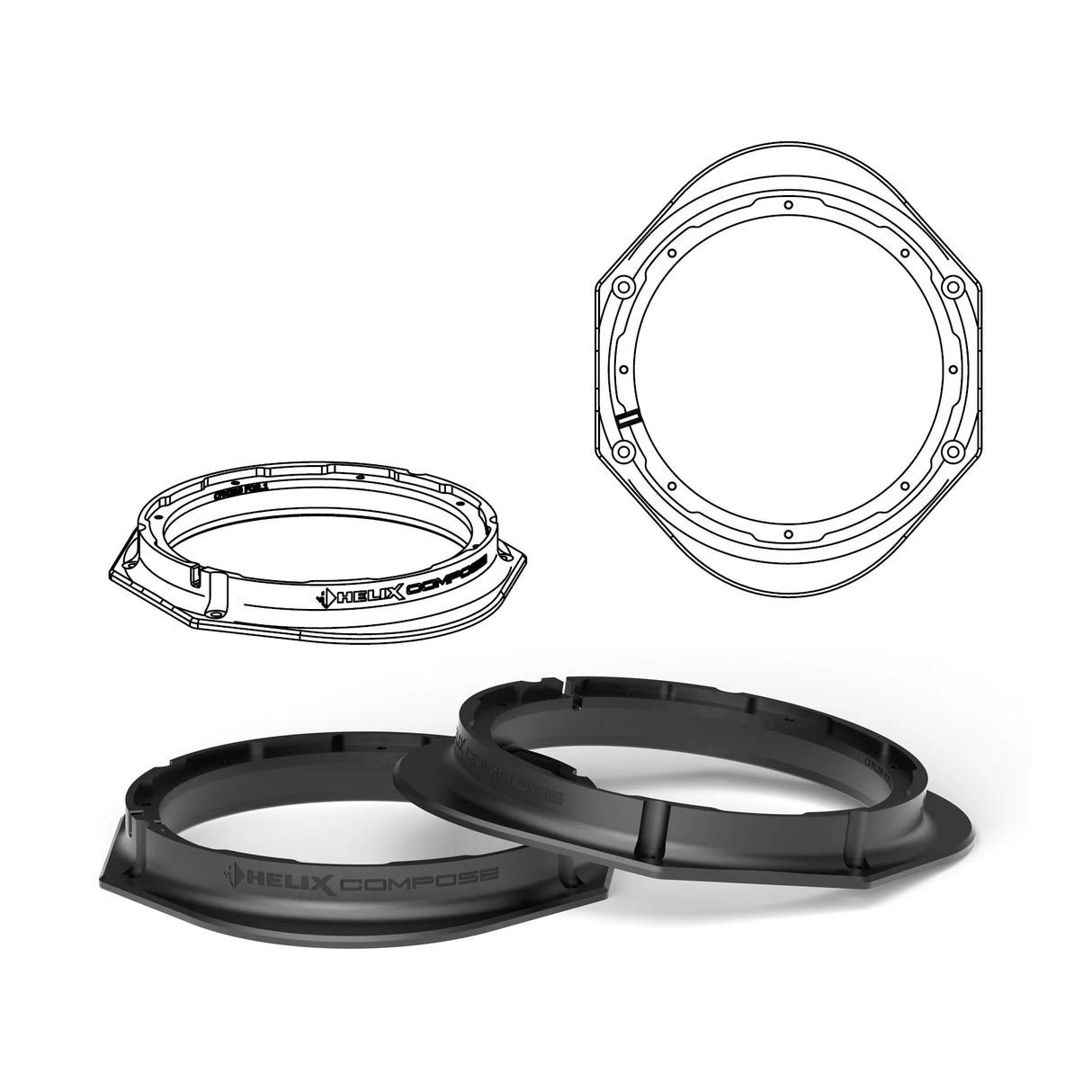 Complete adapter pair enabling OEM-style speaker upgrades.