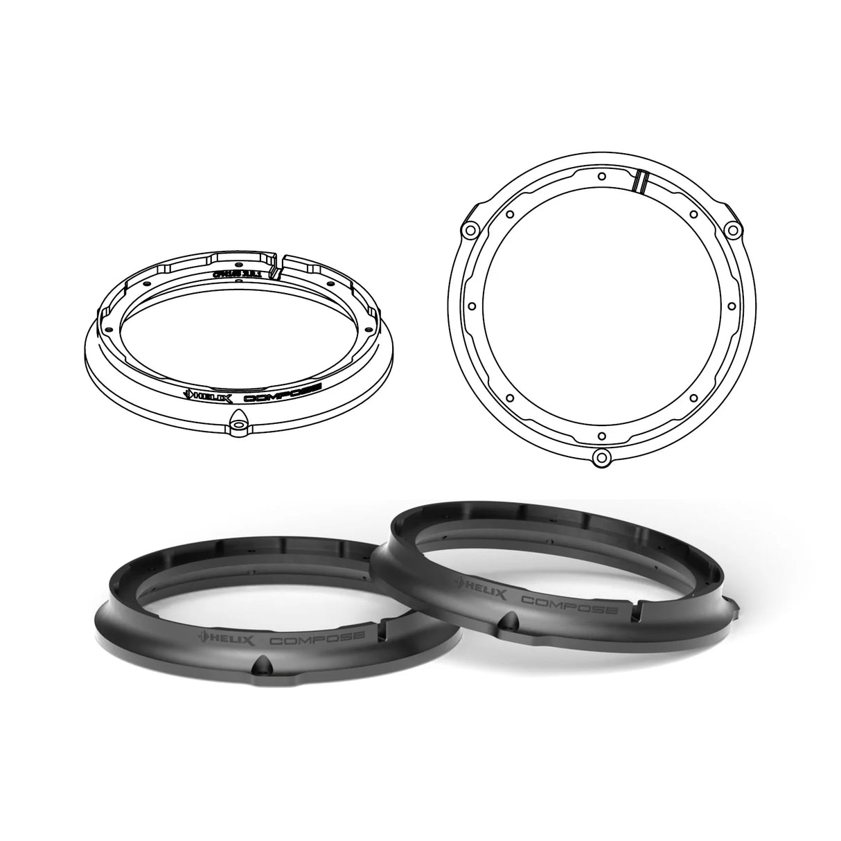 HELIX FlexMount CFMK165 lightweight adapter construction detail – by MC Audio Sydney