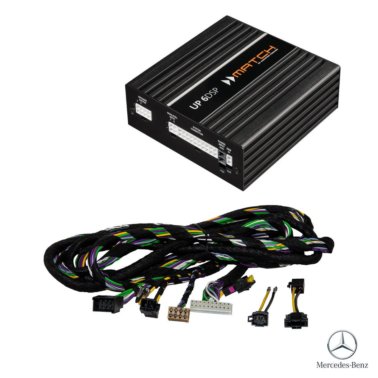 MATCH UP 6DSP DSP amplifier with plug and play harness for Mercedes C Class GLC GLE E Class and Vito Basic sound system – MC Audio Sydney