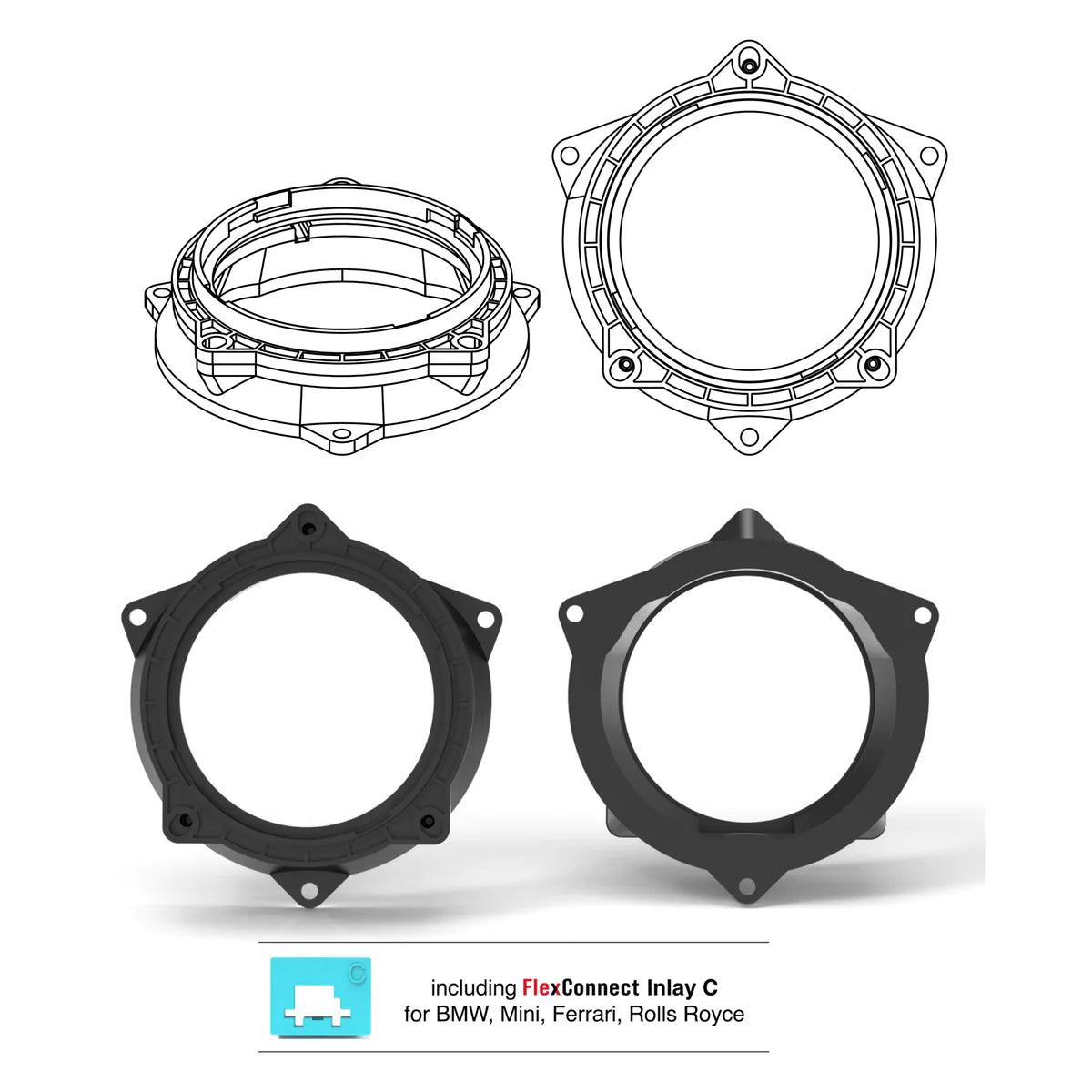 HELIX FlexMount CFMK100 screw points and mounting holes detail – by MC Audio Sydney