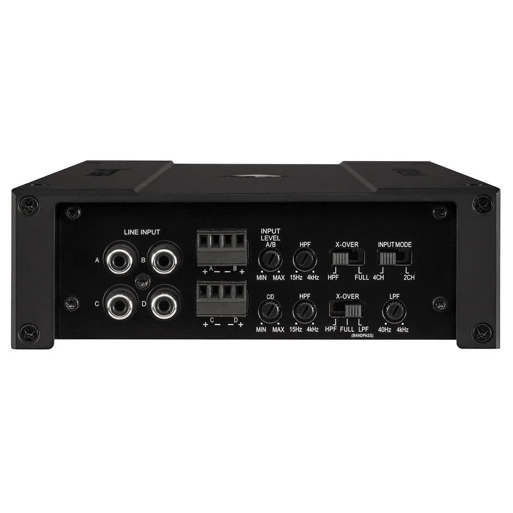 HELIX M FOUR amplifier input and output panel – 4-channel Class-D car amplifier by MC Audio Sydney