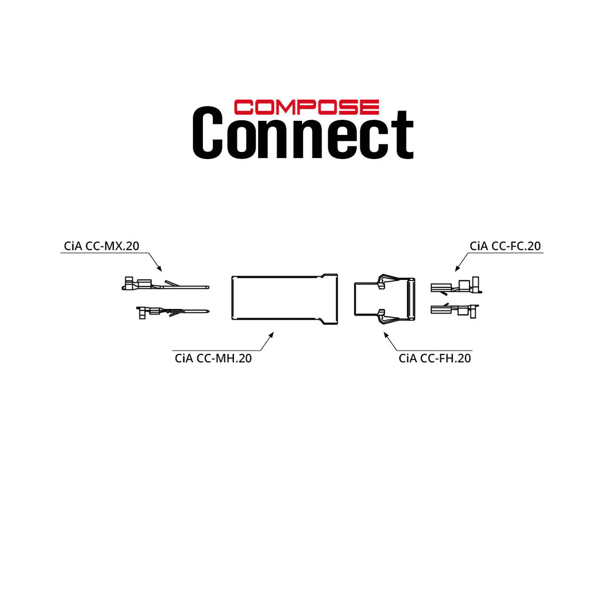 HELIX CiA CC-MC.20 male crimp terminals detail for HELIX Compose systems – MC Audio Sydney