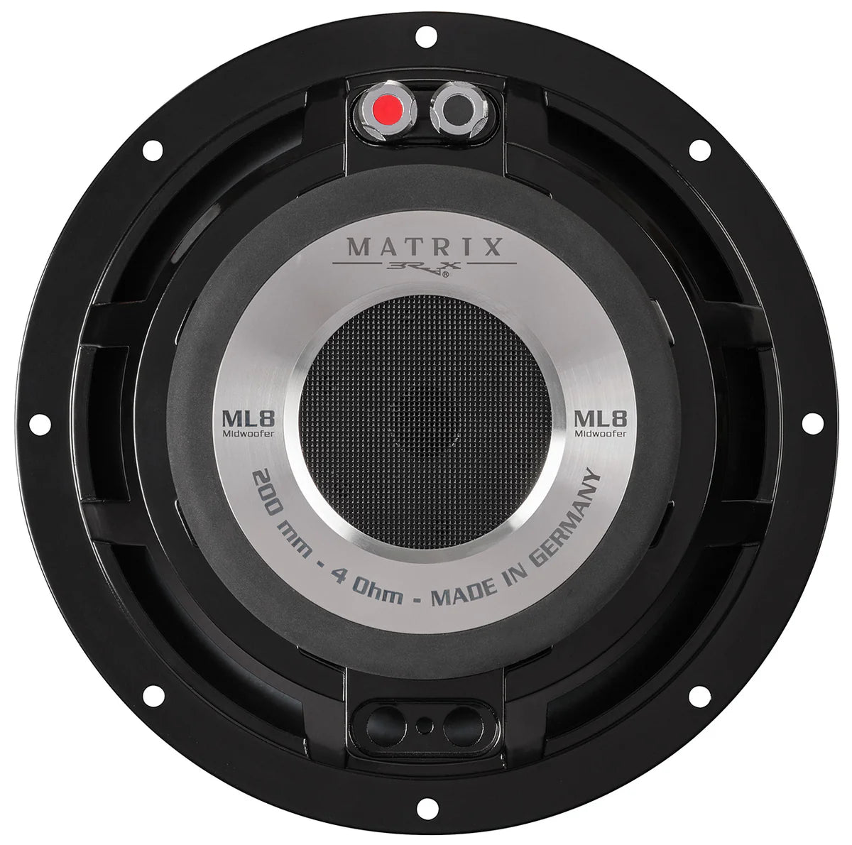 BRAX MATRIX ML8 MID rear motor and terminal detail 8 inch high-end woofer – by MC Audio Sydney