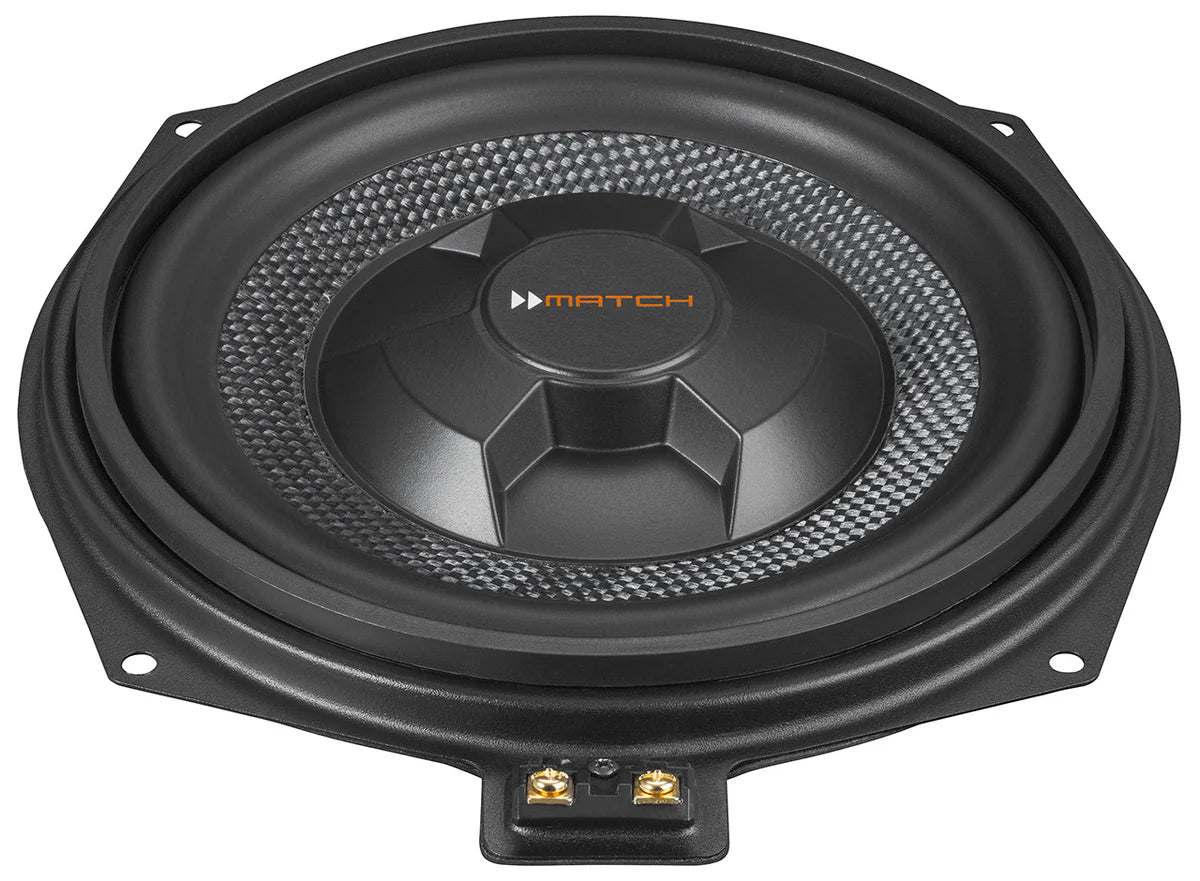 MATCH UP W8BMW-S rear motor and terminal detail 8 inch flat subwoofer 2Ω – by MC Audio Sydney