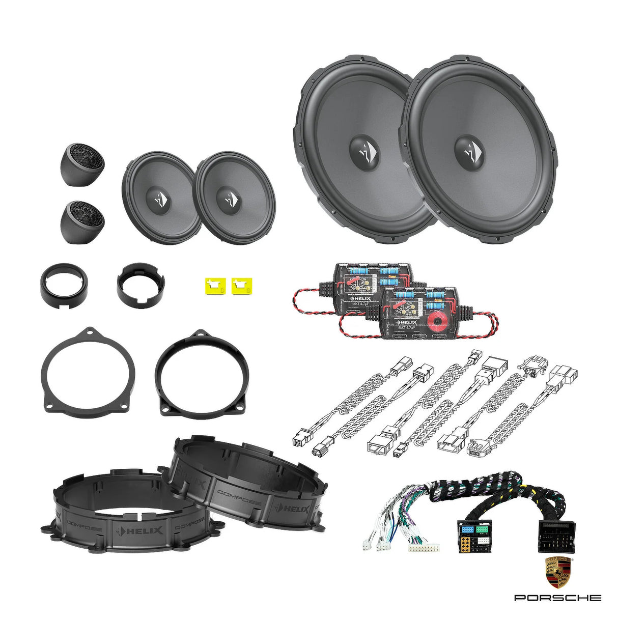 Plug and play HELIX Ci3 front speaker upgrade with DSP amplifier for Porsche Boxster 982 718 – MC Audio Sydney