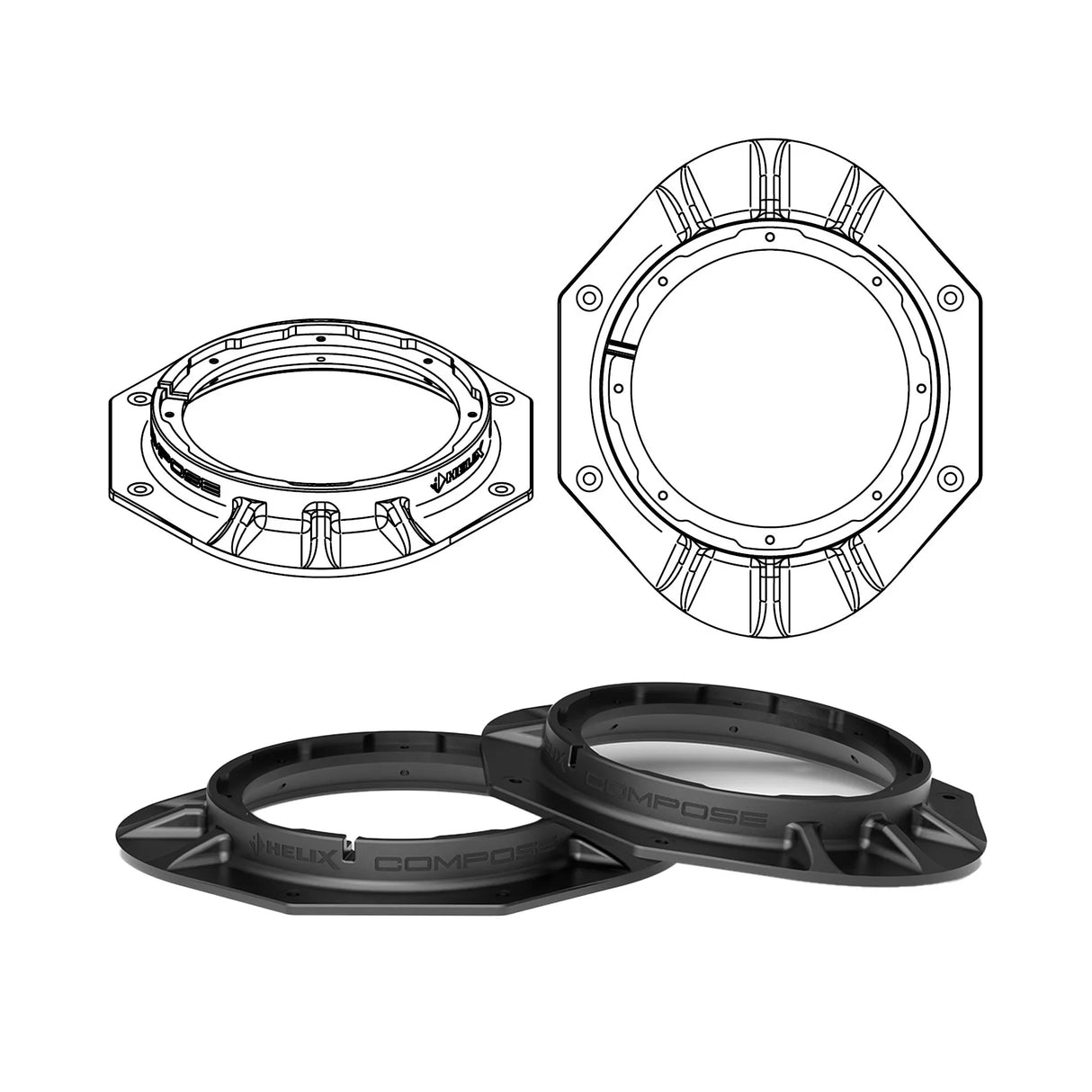 HELIX FlexMount CFMK165 pair of 6.5 inch speaker adapters included – by MC Audio Sydney