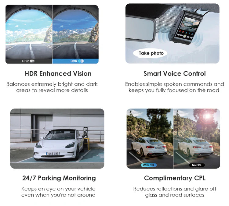VIOFO A229 PRO 2CH Dual Channel 4K Front + 2K Rear HDR Dashcam System with Dual Sony STARVIS 2 Sensors