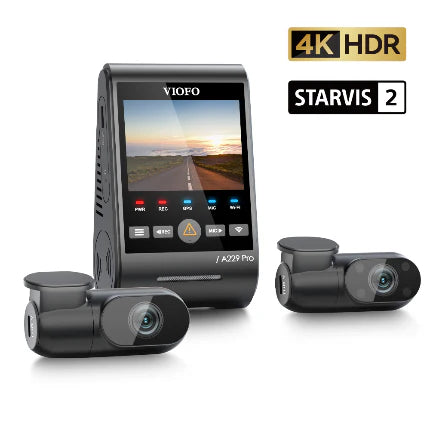 VIOFO A229 PRO 3CH Triple Channel 4K Front + 2K Rear + 1080P IR Cabin HDR Dashcam System