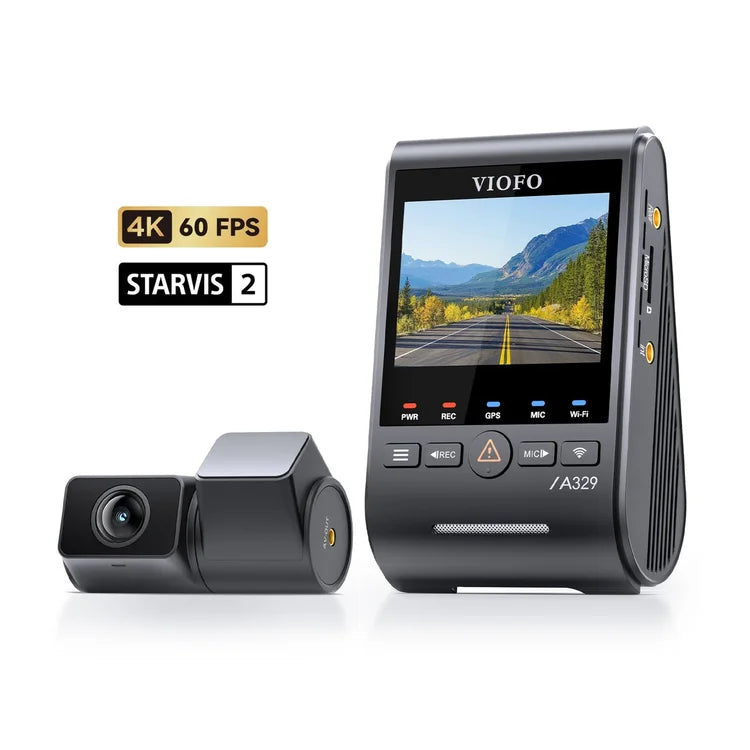 VIOFO A329S 2CH Dual Channel 4K 60FPS Front + 2K Rear HDR Dashcam System with Dual Sony STARVIS 2 Sensors