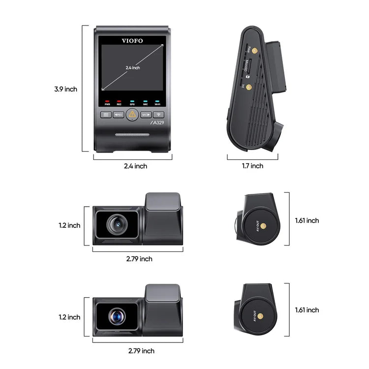 VIOFO A329SW 3CH Triple Channel 4K Front + 2K Waterproof Rear + 2K Fisheye Cabin HDR Dashcam System