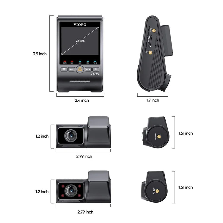 VIOFO A329S 3CH IR Triple Channel 4K Front + 2K Rear + 2K Panoramic Fisheye Cabin HDR Dashcam System with Triple Sony STARVIS 2 Sensors