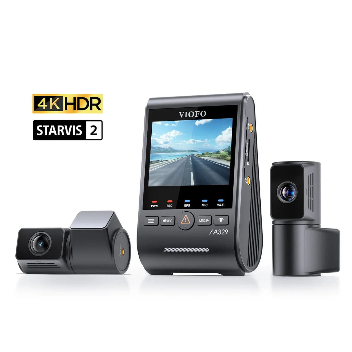 VIOFO A329T 3CH Triple Channel 4K Front + 2K Telephoto + 2K Rear HDR Dashcam System