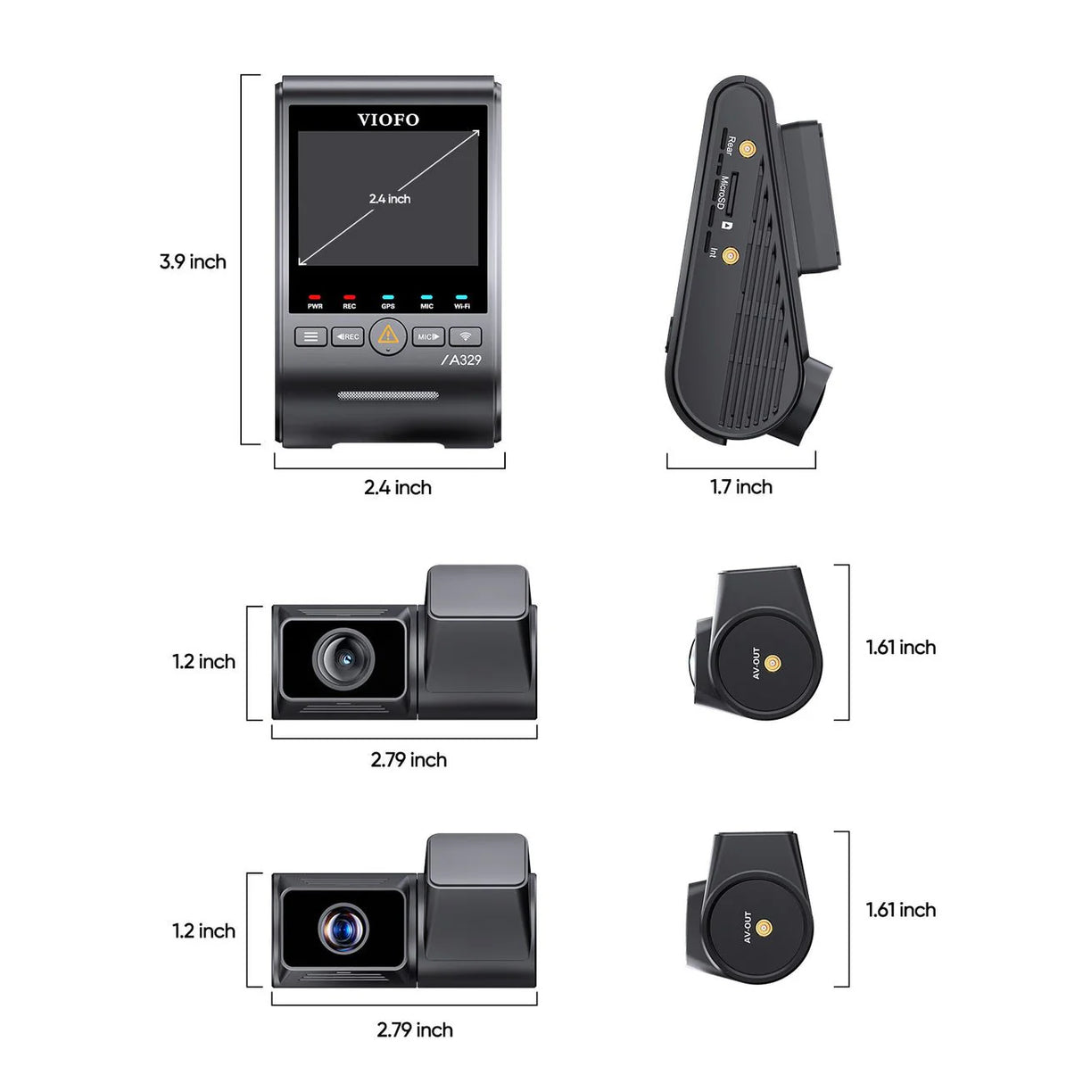 VIOFO A329T 3CH Triple Channel 4K Front + 2K Telephoto + 2K Rear HDR Dashcam System