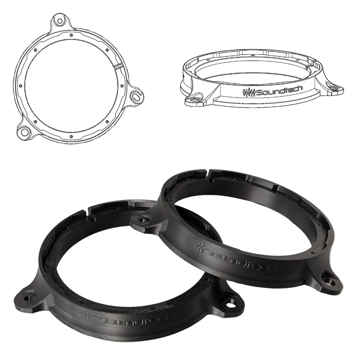 ST-3D FlexMount 165 - 6.5" 3D Printed Speaker Adapter | Pair