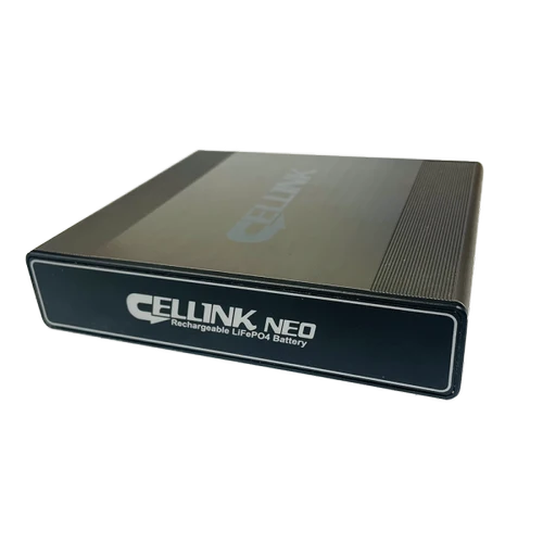 CELLINK Neo 6 Slim LiFePO4 dash cam battery pack shown from an angled front view with low-profile housing