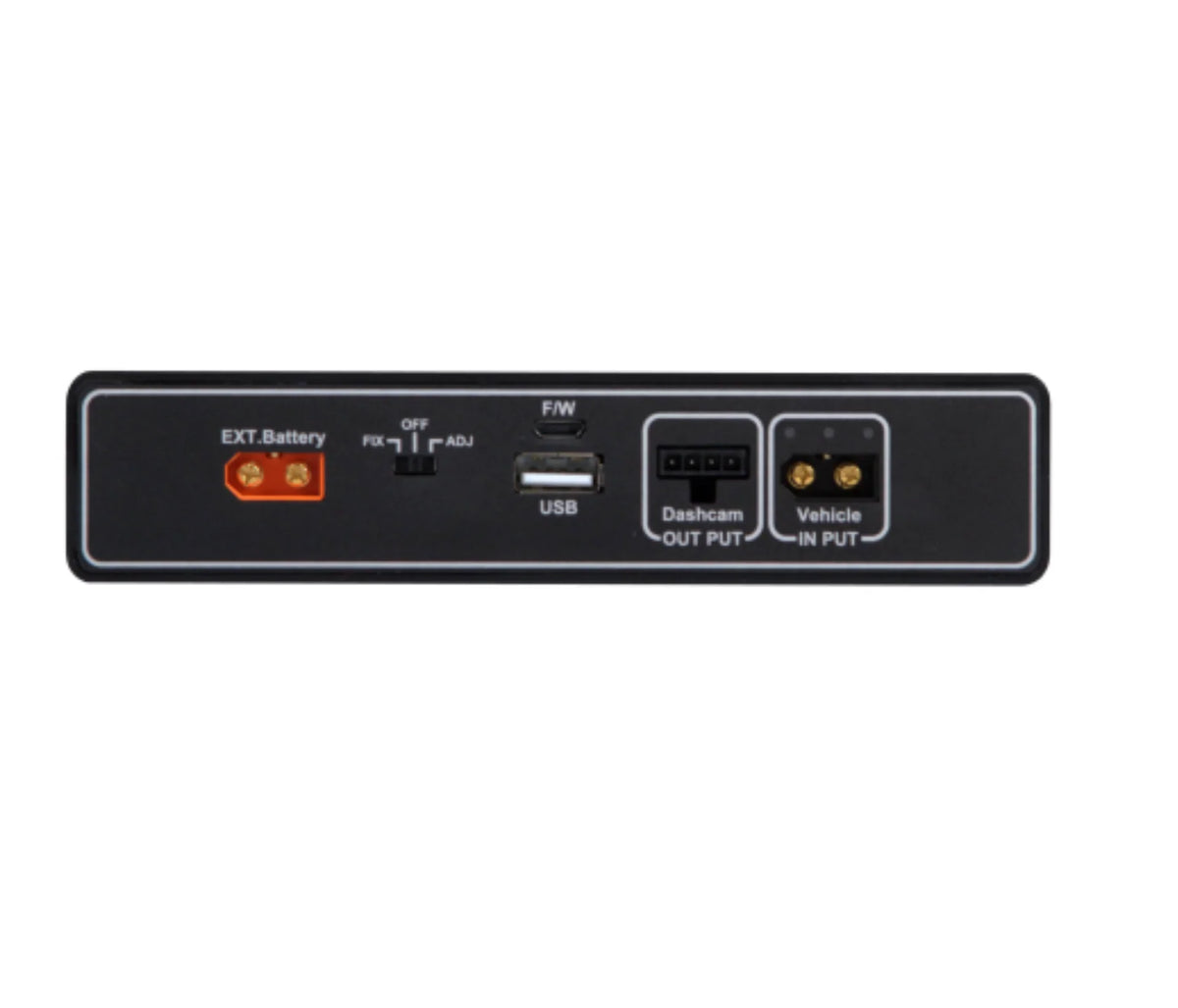 CELLINK Neo 8 connection panel with dash cam output, vehicle input, USB service port and external battery terminal