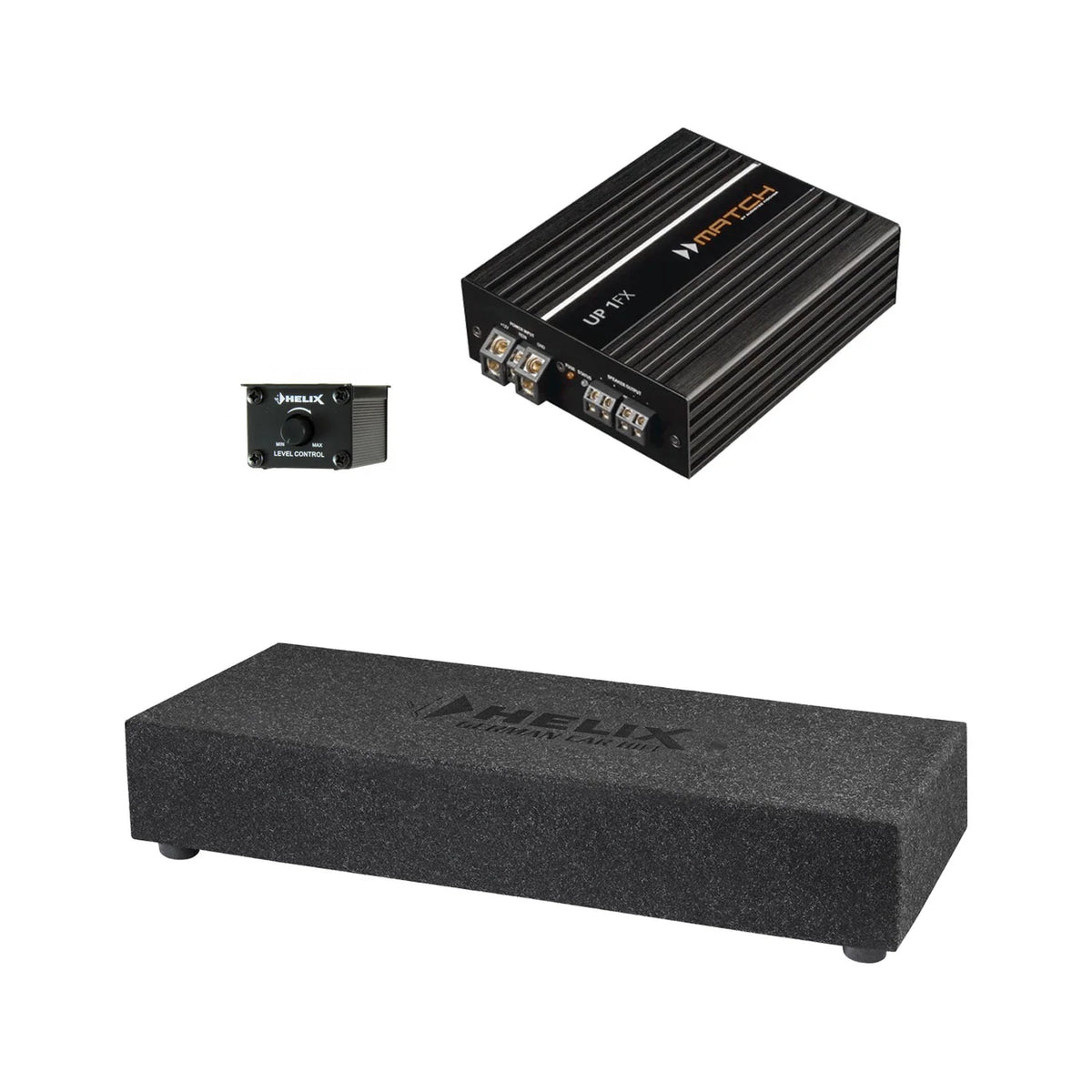 HELIX IK ES10.1-DVC2 MK2 10-inch loaded ported subwoofer enclosure with mono amplifier and remote control