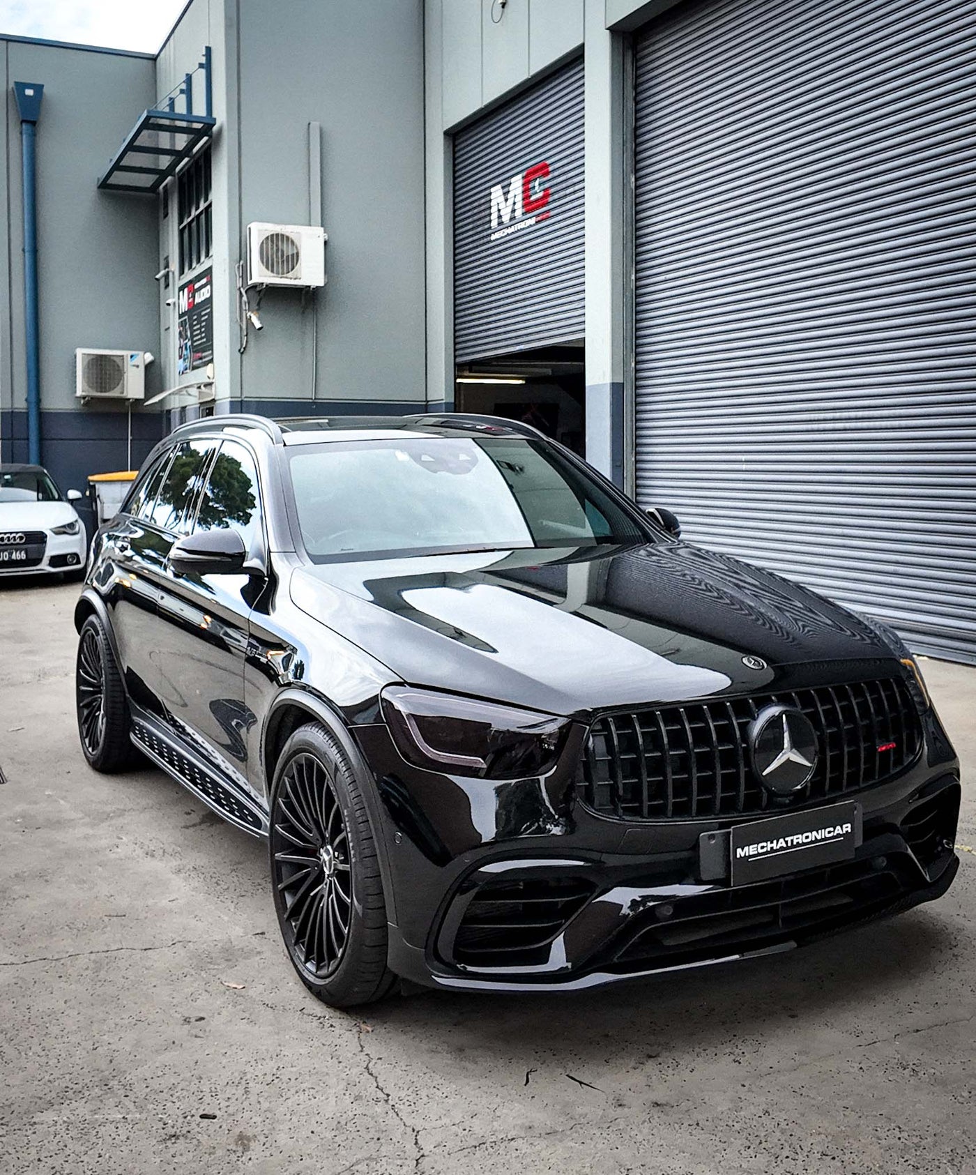 Mercedes-Benz GLC63S parked at MC Audio Sydney Burmester