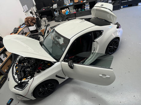 Subaru BRZ parked in Sydney after premium sound system upgrade by MC Audio Rockdale.