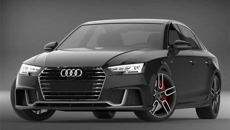 Audi A4 B9 sound system upgrade with DSP amplifier, premium speakers, subwoofer, Apple CarPlay and dashcam solutions by MC Audio Sydney