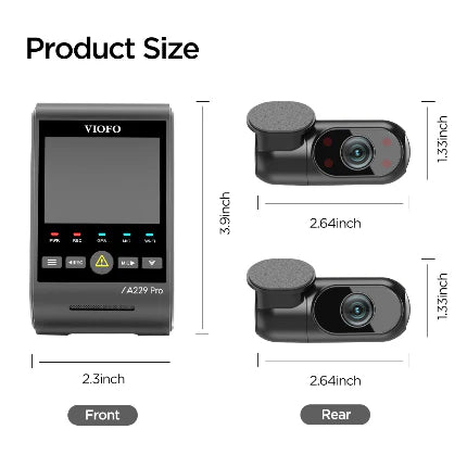 VIOFO A229 PRO 3CH Triple Channel 4K Front + 2K Rear + 1080P IR Cabin HDR Dashcam System