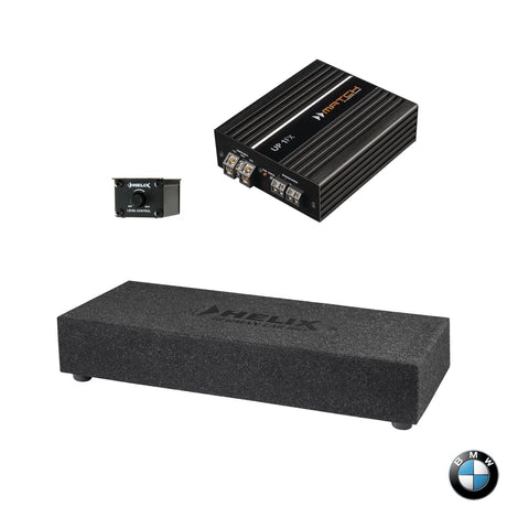 BMW F and G Generation all models boot bench subwoofer amplified package featuring HELIX IK ES10.1-DVC2 for high-output bass and premium OEM integration – MC Audio Sydney