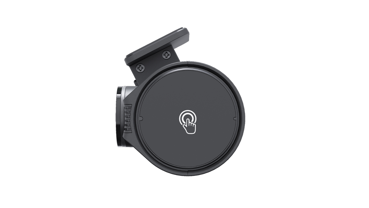 High-resolution front camera capturing sharp and detailed road footage.