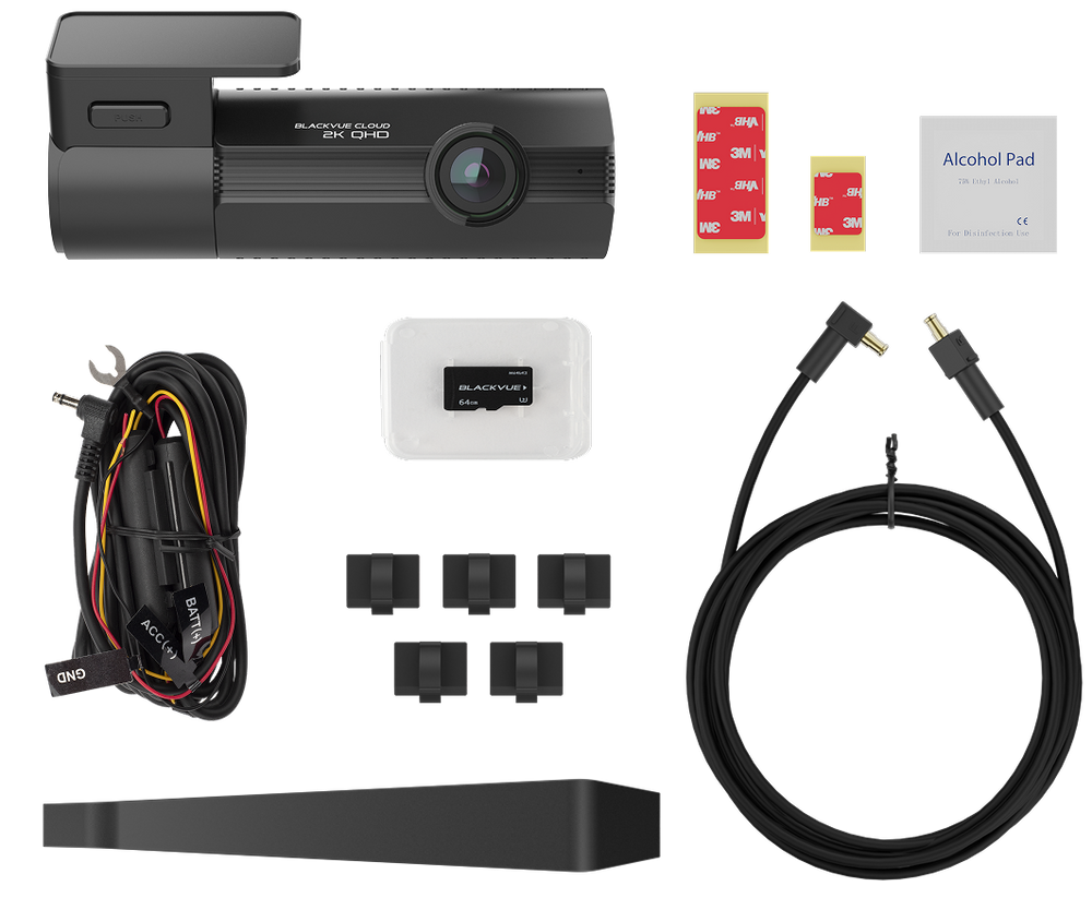 Complete kit including dash cam, wiring and 64GB storage for immediate use.