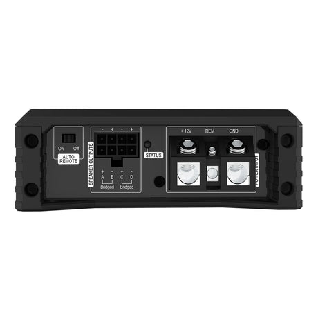 HELIX AMPLIFY 204 X-Over 24V input output and bridge mode terminals detail – by MC Audio Sydney