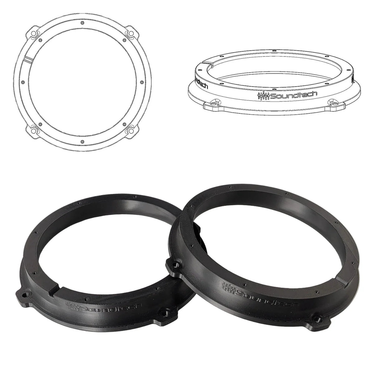ST-3D FlexMount 165 - 6.5" 3D Printed Speaker Adapter | Pair