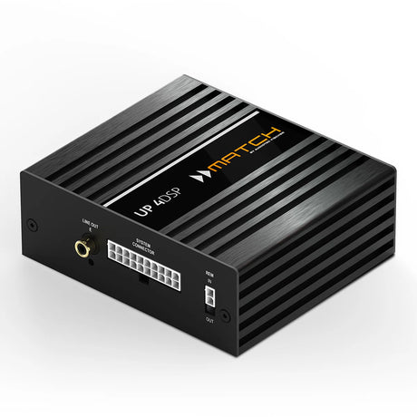 MATCH UP 4DSP 4 channel plug and play amplifier with 5 channel DSP front view – by MC Audio Sydney