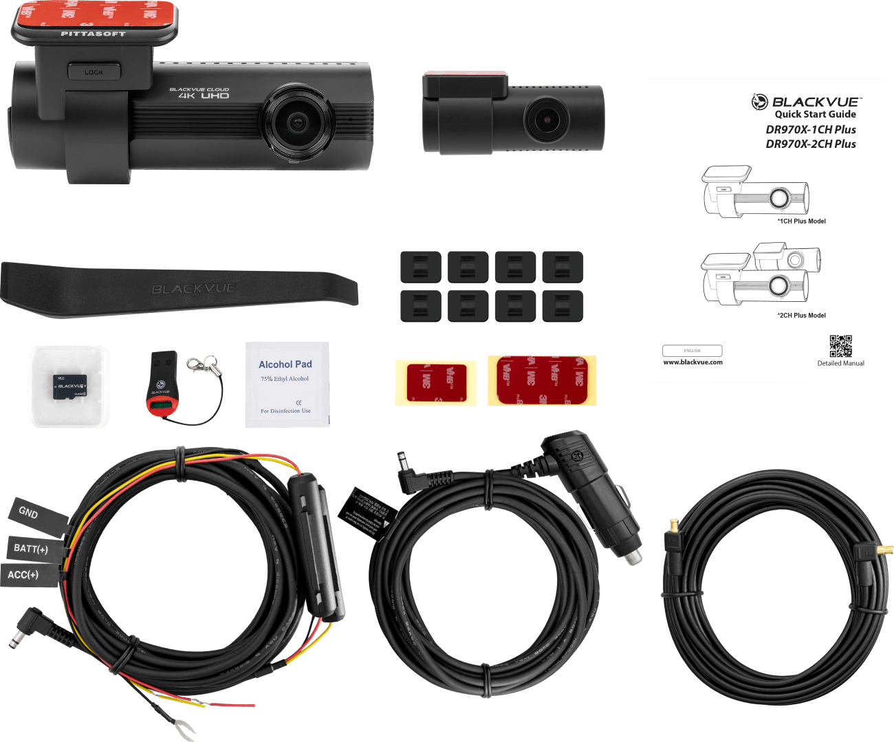 BlackVue DR970X-2CH PLUS accessories – power cable, coaxial, and mount kit by MC Audio Sydney