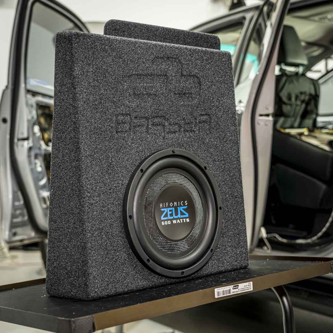 BASSER Hilux Dual Cab 10 inch MDF subwoofer enclosure under seat fitment – MC Audio Sydney
