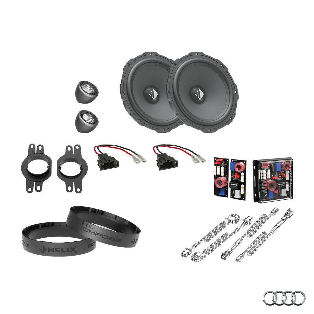 Audi Q4 e-tron HELIX Ci3 Ci5 front speaker upgrade package with vehicle-specific integration – MC Audio Sydney