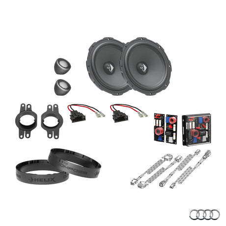 Audi Q4 e-tron HELIX Ci3 Ci5 front speaker upgrade package with vehicle-specific integration – MC Audio Sydney