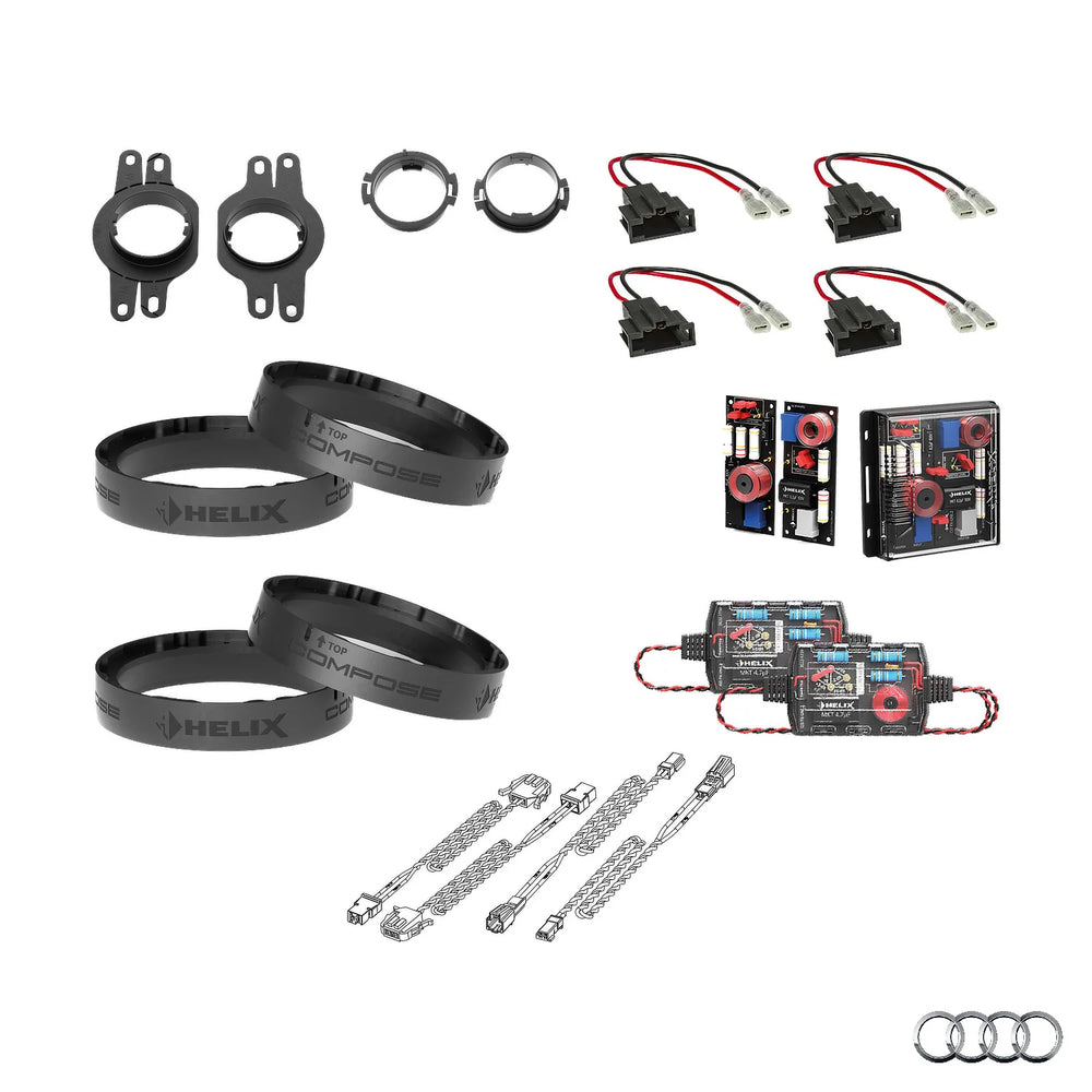 Audi Q4 e-tron HELIX Ci3 Ci5 speaker upgrade package with vehicle-specific integration – MC Audio Sydney
